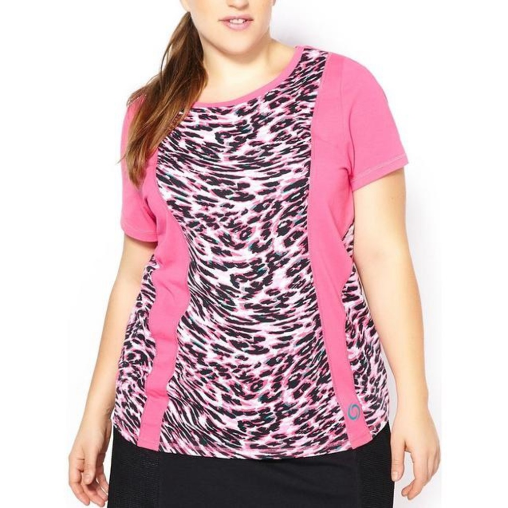 Active Zone Stylish Pink and Black Animal Print Women's Tee